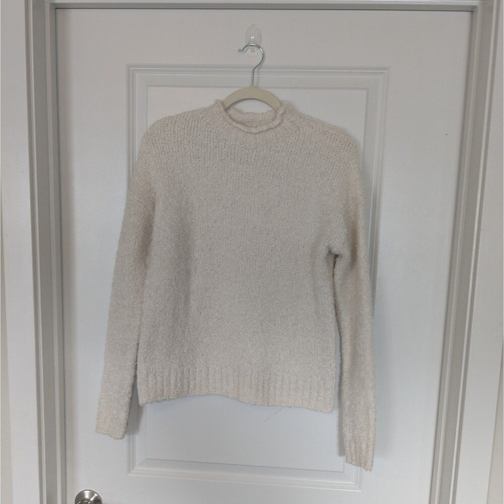 J.Crew Womens XS Ivory Boucle Sweater Wool Alpaca Blend Mock Neck Pullover - Picture 2 of 7